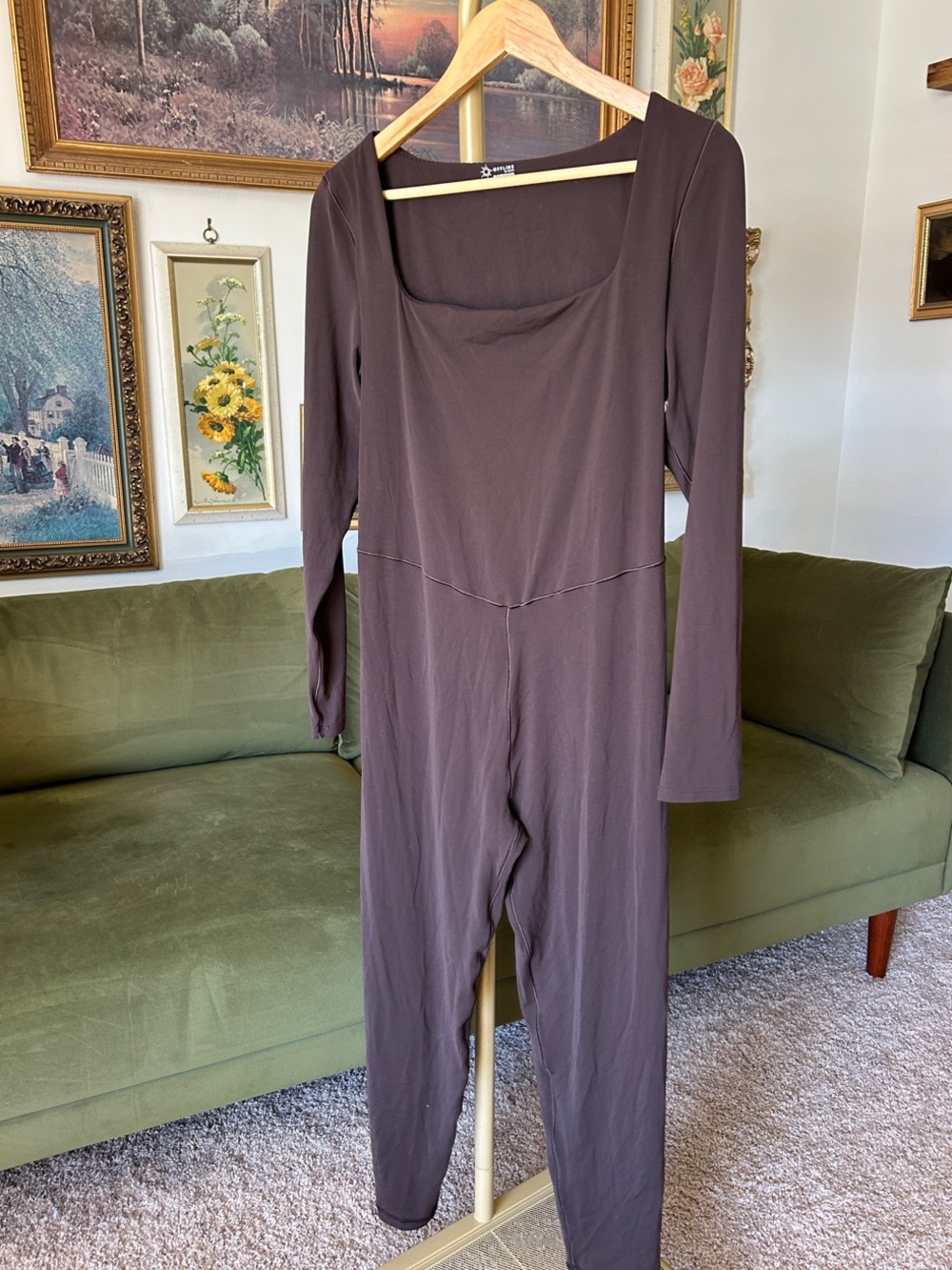 Aerie Offline Real Me Brown Long-Sleeve Jumpsuit